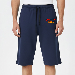 High quality <b>Men's</b> Blue Cotton <b>Bermuda</b> <b>Shorts</b> 100% Organic Cotton Joggers for <b>Men</b> solid color street Wear baggy fit hip <b>short</b> - Product Image 4