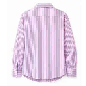 Chemisier rayé boutonné pour femme JJOA, chemise de bureau à manches longues avec logo brodé, haut décontracté professionnel, vente en gros - Product Image 2