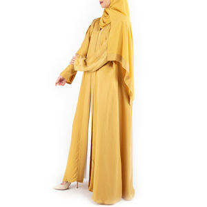 ชุดอาบายะห์อิสลามสำหรับผู้หญิง แบบผีเสื้อ สีพื้น ผ้าโพลีเอสเตอร์ ระบายอากาศได้ดี แขนยาว ความยาวถึงข้อเท้า คอสูง สำหรับเดือนรอมฎอน  สามารถสั่งตัดได้ - Product Image 4