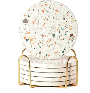 Sous-verres absorbants avec support pour boissons, sous-verres en bois naturel et en pierre pour table basse, absorbants pour les boissons - Product Image 1