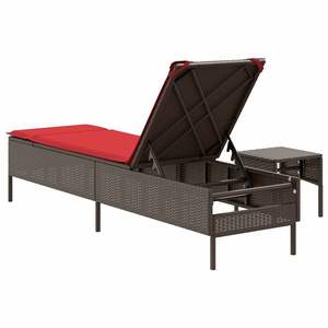 Chaise longue de patio en rotin PE marron 78 x 21,7 x 38,2 pouces - Product Image 6