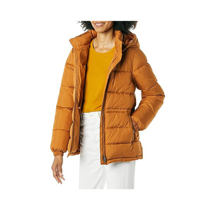 Veste matelassée légère en duvet orange pour homme, fermeture éclair, col montant, coupe classique, vêtements d'extérieur pour l'automne - Product Image 1