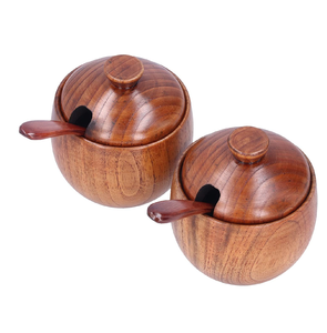 Pot à épices en bois, pot à condiments, pot à assaisonnements, bol à sel et sucre en bois artisanal pliable et écologique - Product Image 6
