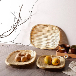Plato de Bambú Tejido a Mano, Plato Multiusos de Bambú y Ratán, Bandeja Decorativa Ecológica, Plato de Bambú y Ratán - Product Image 2