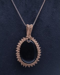 Natural <b>Black</b> Spinel Copper Wire <b>Wrapped</b> Pendant Necklace Handmade Boho Gemstone Jewelry Wholesale - Product Image 4