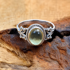 Natural Green Prehnite <b>Ring</b> 925 Sterling Silver Handmade Gemstone Jewelry Gift for Her - Product Image 2