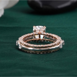 1.51 CT <b>Cushion</b> Cut Lab Grown Natural Diamond Double Band Engagement Ring in 14K Rose Gold with 18K Solid Yellow Gold - Product Image 4