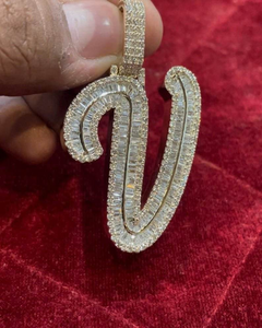 Moissanite Letter Pendant Iced Out <b>Initial</b> Jewelry Luxury Gold Statement <b>Necklace</b> Custom Hip Hop Gift - Product Image 3