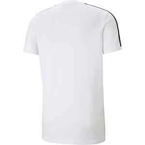 Camiseta Blanca de Manga Corta para Hombre con Ribete en Contraste Negro, Corte Regular, Cuello Redondo, Tejido Casual, Color Sólido - Product Image 2