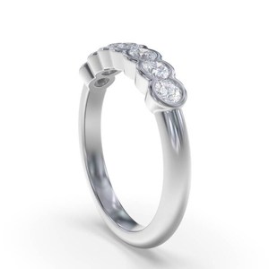 Anillo de boda de media eternidad con corte redondo de moissanita para unisex, plata fina 925 original, regalo sorpresa de cumpleaños para pareja - Product Image 5