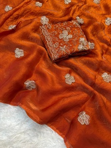 Sari de Seda Pura Bicolor con Tela Espacial, Blusa con Hojas de Shree Fendi Hechas a Mano, Ecológica, de Secado Rápido, Tejida, Ligera, para Fiesta, para Mujer - Product Image 4