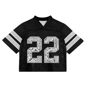 Custom Printed Oversized Mesh Football <b>Tshirts</b> Fashion Unisex Retro Boxy Cropped Top Jersey Blank American Football Jersey - Product Image 1