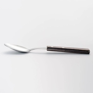 Cuchara de Cena Moderna de Acero Inoxidable con Mango de Madera, Pulido Espejo, Cubertería Duradera para Mesa - Product Image 1