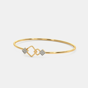 Brazalete de Oro con Diamantes Cuadrados Geométricos Entrelazados - Product Image 2