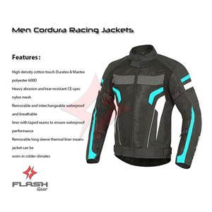 Veste de moto en cuir/polyester sur mesure avec protections CE, doublure thermique coupe-vent, respirante, unisexe - Product Image 4