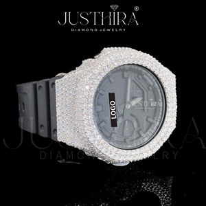 Reloj de Pulsera Casual de Acero Inoxidable con Diamantes Moissanite Minimalistas de Fabricación India, Disponible para la Venta - Product Image 3