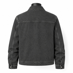 Wholesale Custom Men's Formal Acid Wash Denim Jackets Solid Color <b>Button</b> Closure 100% Cotton - Product Image 5