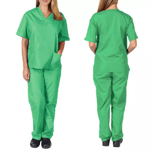 Women's Medical Scrubs Set V-Neck Short Sleeve <b>Top</b> Drawstring Pants Nurse Uniform Multi-Color Clinic Hospital Workwear Wholesale - Product Image 1