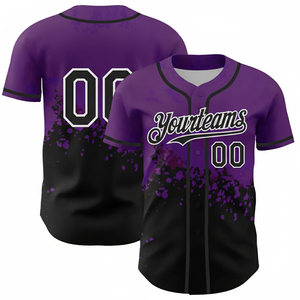 Custom <b>Baseball</b> Jersey Sublimation Print Team Uniform Red Black Splatter Paint Fade Match Shirt - Product Image 4