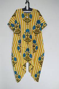 ชุดเดรสผ้าฝ้ายสไตล์โบฮีเมียนลายดอกไม้ทำมือ ชุดชายหาดน้ำหนักเบาสไตล์อินเดีย - Product Image 4