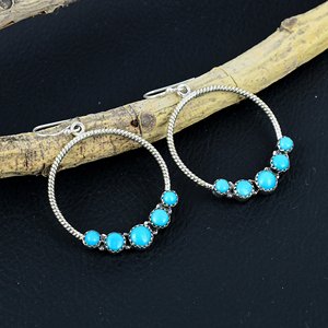 Nuevos Pendientes de Aro Bohemios Creativos y Lindos con Turquesa, Joyería Vintage de Bohemia Occidental para Mujeres y Niñas - Product Image 2