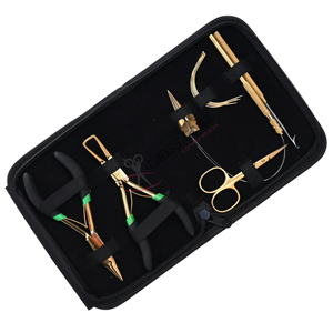 Kit de herramientas para extensiones de cabello doradas con pinzas de 5 pulgadas, mini tijeras para cabello, anillo separador de cabello, agujas de extensión en forma de C - Product Image 1