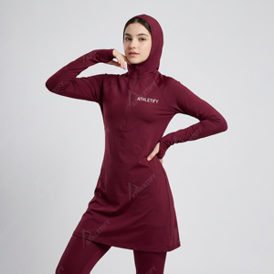 Custom Full Cover Muslim Swimwear Breathable Long Hooded Burkini Set Leggings Travel Beach Holiday Swimming Costume <b>Pool</b> - Product Image 1