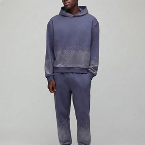 Custom Logo Color and Design 100% Cotton Long Sleeves <b>Men</b> Rhinestone <b>Tracksuits</b> New Arrival Rhinestones <b>Tracksuits</b> - Product Image 1