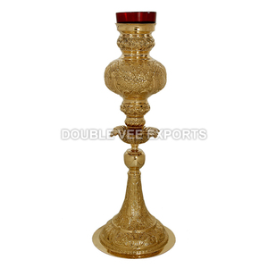 Bougie d'encens en laiton pour veilleuse |   Lampe de sanctuarium d'église avec verre rouge – DOUBLE VEE EXPORTS - Product Image 2