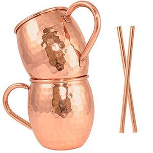 Wholesale Price Hammered Copper <b>Mug</b> With Brass Handle Premium Cocktail Cup For Kitchen Bar Hotel Gift Set - Product Image 4