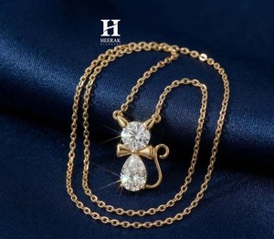 Collar con Colgante de Gato de Lujo con Diamantes de Corte Brillante, Joyería Fina de Plata de Ley/Oro para Venta al por Mayor - Diseño Personalizado - Product Image 6