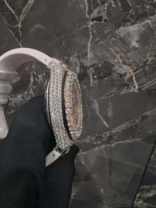 Reloj de Pulsera para Hombre, Estilo Urbano, Mecánico, con Correa de 16 mm, Esfera Blanca Semi-escarchada, Diamantes Moissanite VVS, Acero Inoxidable, Hecho a Mano y Personalizado - Product Image 3