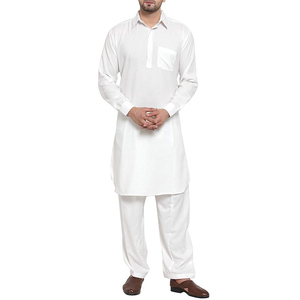 Ensemble Shalwar Kameez pour homme, respirant, décontracté, pour l'hiver, couleur unie, grande taille, tissu tricoté toutes saisons, évacuation de l'humidité, séchage rapide - Product Image 1