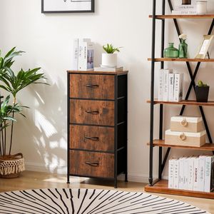 Cassettiera marrone con struttura in acciaio robusta e piano in legno, organizer portaoggetti in tessuto per riporre oggetti sotto il letto - Product Image 2