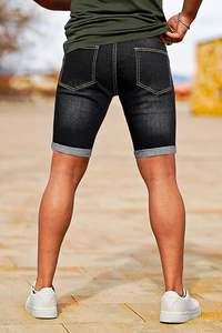 Pantalones Cortos de Mezclilla Baggy Vintage de Alta Calidad con Lavado Ácido y Efecto Desgastado por el Sol, Color Sólido, Estilo Urbano, Pantalones Cortos de Mezclilla Cargo para Hombre - Product Image 4