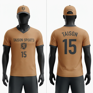 เสื้อฮอกกี้สนามชาย 240 GSM ผ้าโพลีเอสเตอร์อินเตอร์ล็อค ระบายอากาศได้ดี สีเบจทราย พิมพ์ลายด้วยความร้อน แห้งเร็ว แขนสั้น สำหรับเล่นกีฬา - Product Image 1