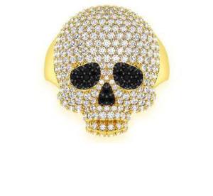 Anillo de Calavera con Incrustaciones de Diamantes para Hombre, Acabado en Oro de 10K/14K, Diseño Hip Hop, Joyería de Plata 925, Regalo - Product Image 1