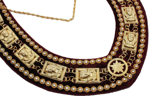 Daughters Sphinx Gold Plated Embroidered Masonic Chain Collar Maroon Velvet Durable Customized Masonic Regalia - Product Image 3