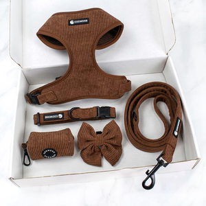 Customized <strong>Dog</strong> Harness Custom Pet <strong>Collars</strong> Corduroy Pet Harness And Leash Set <strong>Dog</strong> <strong>Collar</strong> With Bow Tie Pet Supplies - Product Image 1