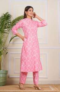 Nueva Kurta Elegante para Mujer con Estampado Floral Azul, Viscosa y Rayón, Corte Recto, Resistente a las Arrugas, para Fiestas y Festivales, Color Personalizado, Protección Solar - Product Image 2