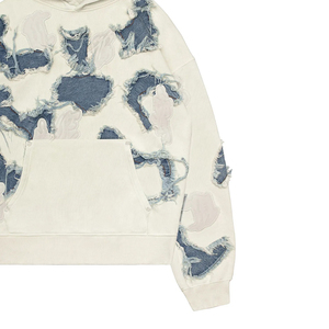 Hoodie en molleton de coton surdimensionné, style urbain, effet usé, broderie personnalisée, marque privée, faible MOQ - Product Image 3