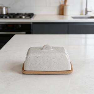 Recipiente para mantequilla Confetti Glaze con tapa y asa, bandeja compacta para servir, elegante contenedor de mantequilla para cocinas modernas - Product Image 6