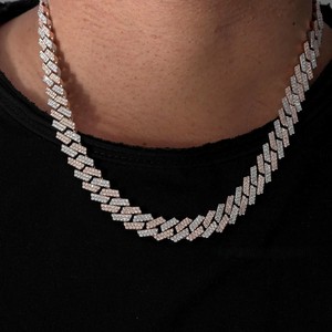 Cadena Cubana para Hombre de Plata de Ley 925 Chapada en Oro Rosa, con Moissanita y Diseño Elevado, Joyería Hiphop Sólida y Pesada - Product Image 6