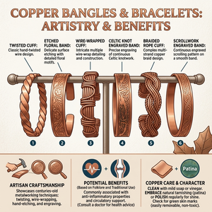 Bracelets en cuivre massif faits à la main et bracelets magnétiques thérapeutiques conçus pour un style intemporel et le bien-être - Product Image 6