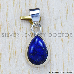 จี้และเครื่องประดับเงินแท้ 925 ประดับด้วยพลอยลาพิส ลาซูลีธรรมชาติทรงหยดน้ำ ขายส่งเครื่องประดับโบโฮสุดหรู - Product Image 3