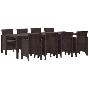 Juego de comedor de jardín de ratán sintético marrón de 9 piezas - Product Image 1