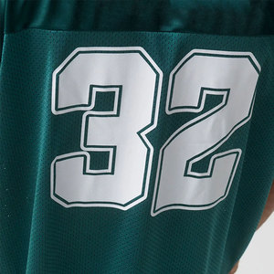 Maillot de football américain pour homme, numéro 32, vert sarcelle, col en V, maille respirante, polyester, manches courtes, taille adulte, coupe régulière - Product Image 4