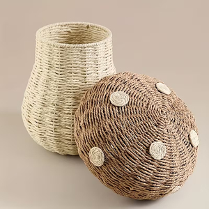 Cesta de Almacenamiento de Seagrass Tejida a Mano de Alta Calidad con Tapa, Elegante Cesta para Juguetes de Niños, Decoración para el Hogar - Product Image 4