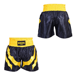 High Quality Men's Boxing Shorts Yellow <b>Black</b> Color Breathable Quick Dry Satin High Elastic Waist Adult's Boxing Trunks - Product Image 1