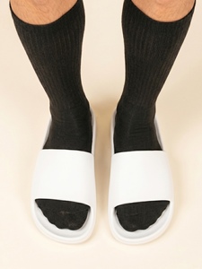SOLID Black <b>Men</b> Crew <b>Socks</b> Ribbed Mid Calf Breathable Cotton Spandex Elastic Athletic <b>Long</b> Dress Running Casual Walking Hose - Product Image 3